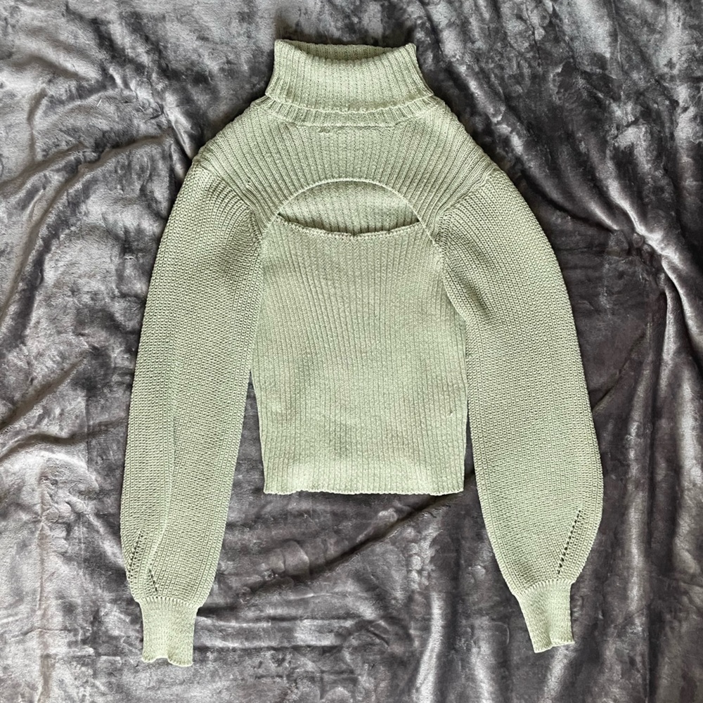 Turtleneck Sweater with Cutout in Front